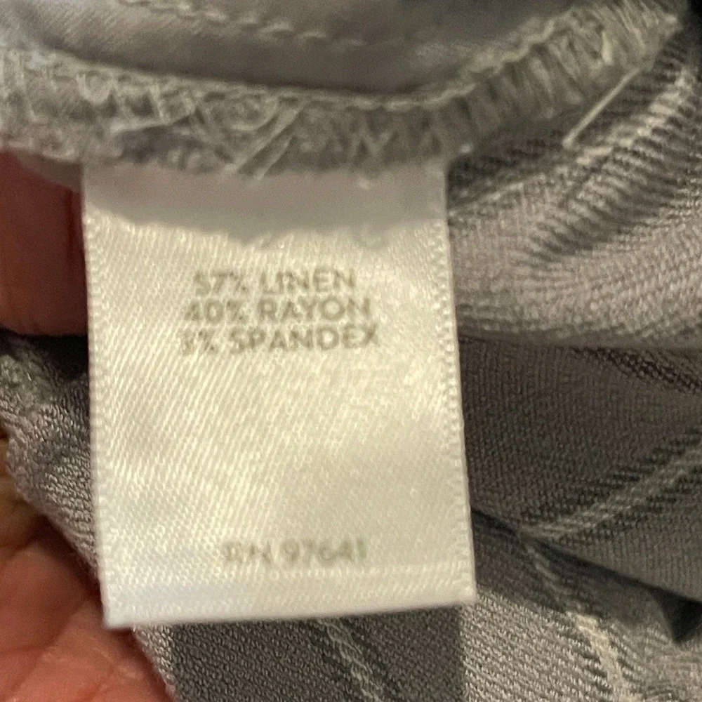 J.Jill Grey White Striped Linen Blend Wide Leg Crop Pants 16 Petite WPT218712